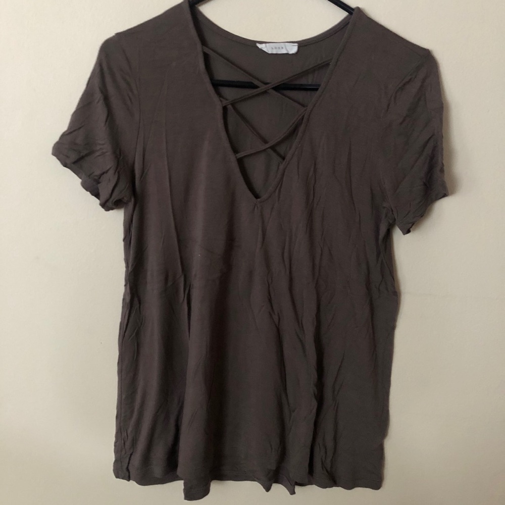 Lush brown cries cross neck T-shirt size M